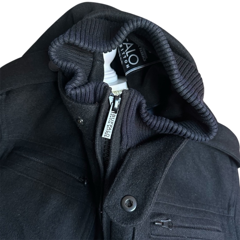 Buffalo David Bitton Wool Blend Black Military Jacket Heavy Duty Small Men’s - Picture 10 of 16